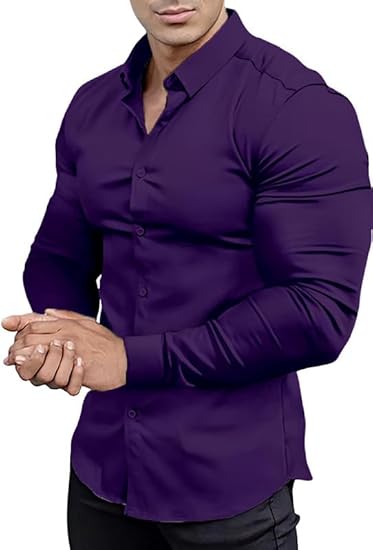 Men's formal shirt, wrinkle-free slim fit, long sleeve for events.