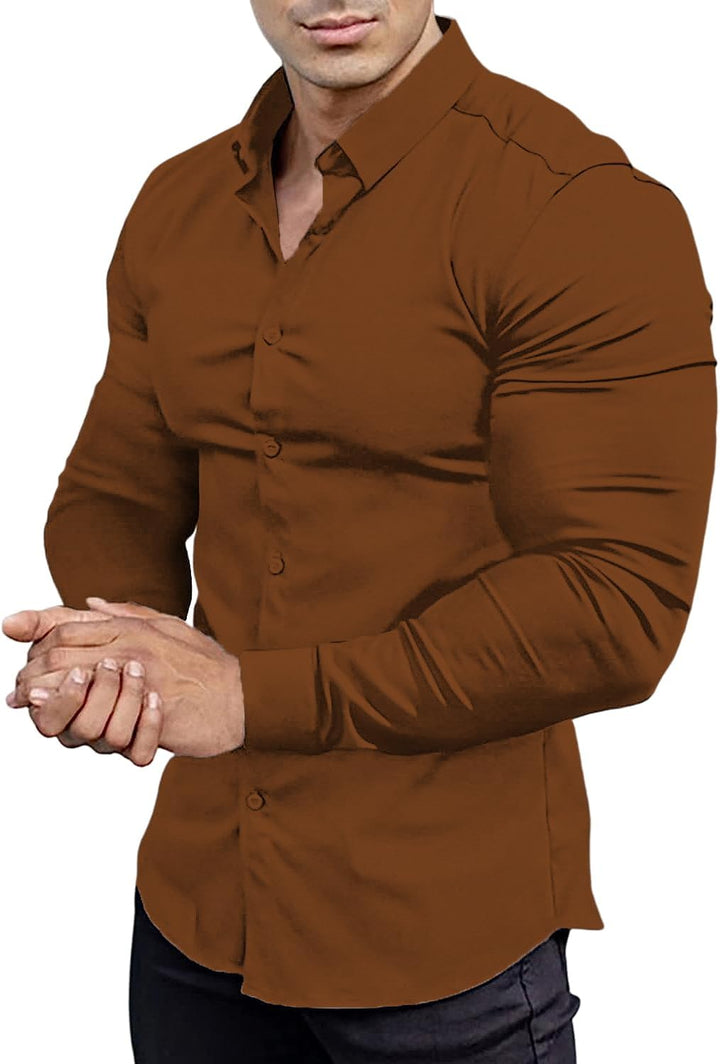 Versatile wrinkle-free slim fit men's shirt, long sleeve.