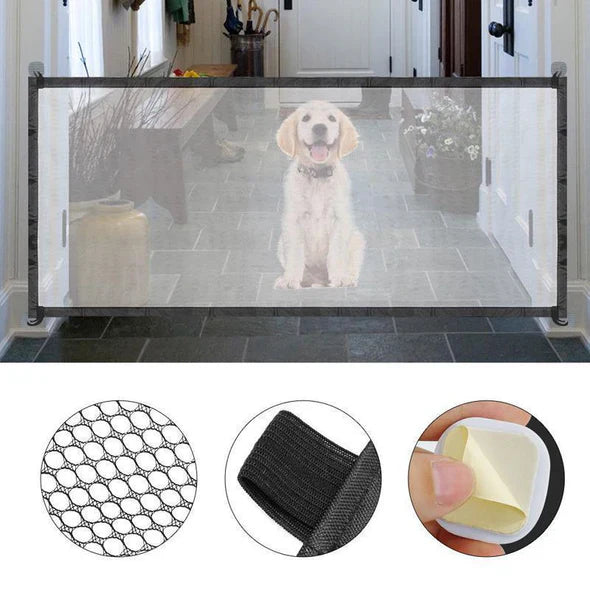 Universal pet gate expanding to fit various door and stair widths, home safety barrier for pets