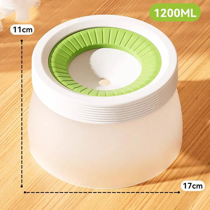 Pink no-spill drinking bowl for pets, a durable accessory for easy feeding and hydration at home or outside.