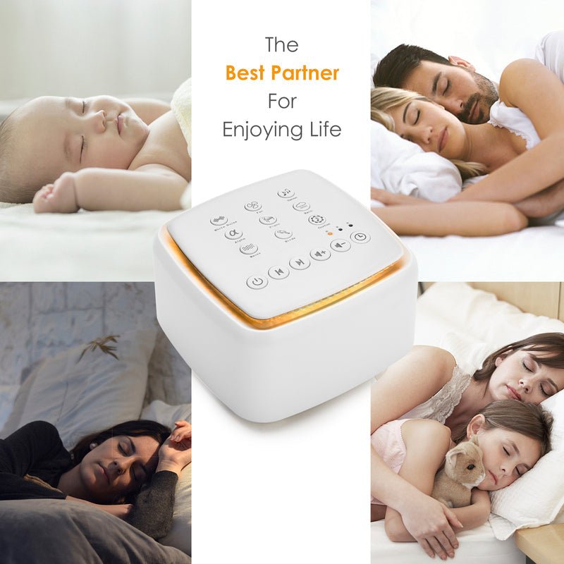 Compact white noise generator, essential for daily relaxation & improved sleep quality. Easy-to-use sound therapy.