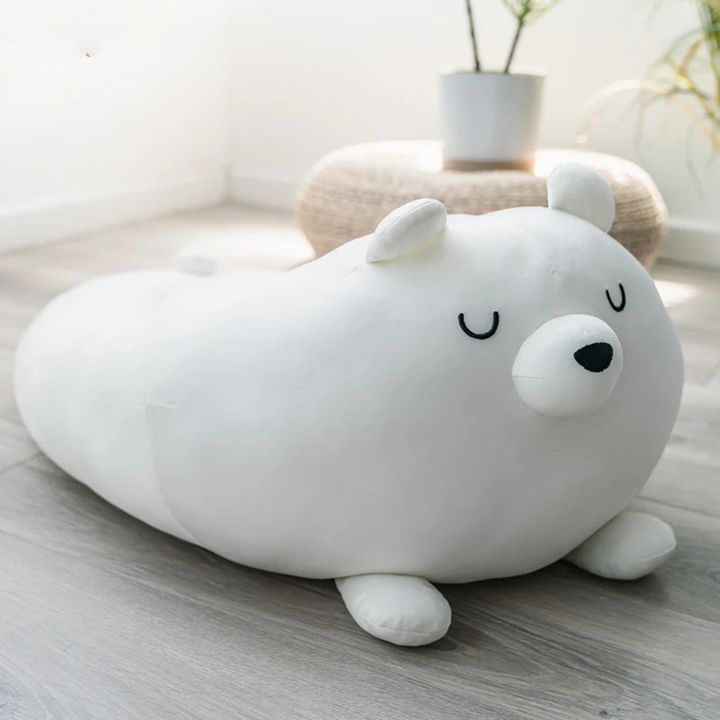 Off-white pet cooling kennel featuring a polar bear design, ideal summer furniture for small dogs
