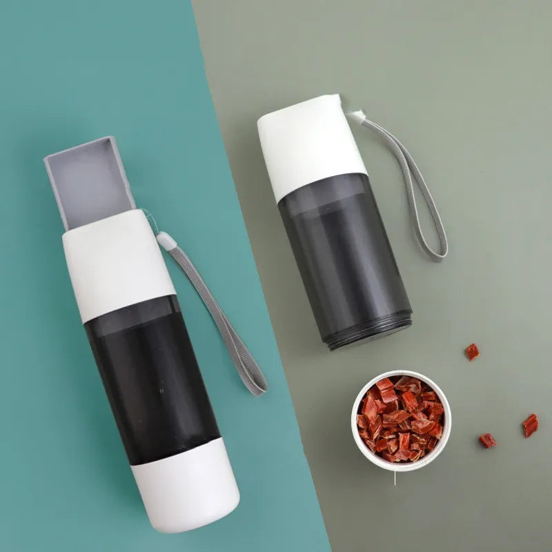 White portable dog water bottle with leak-proof dispenser for pet travel and outdoor dog hydration