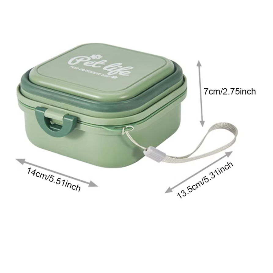 Yellow silicone pet organizer box for dog & cat treats, durable and convenient travel storage