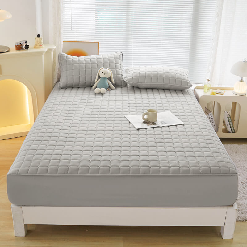 Lifestyle image of a child's bed with a waterproof mattress protector, ensuring hygiene and easy cleanup.