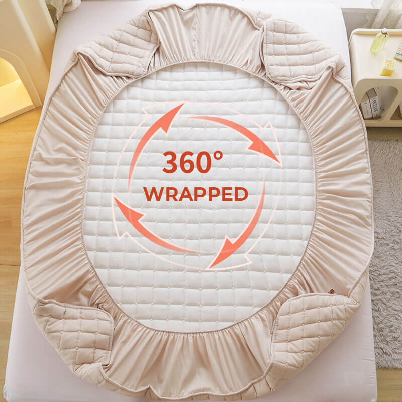 Folded waterproof mattress protector, showcasing its compact storage and easy handling.
