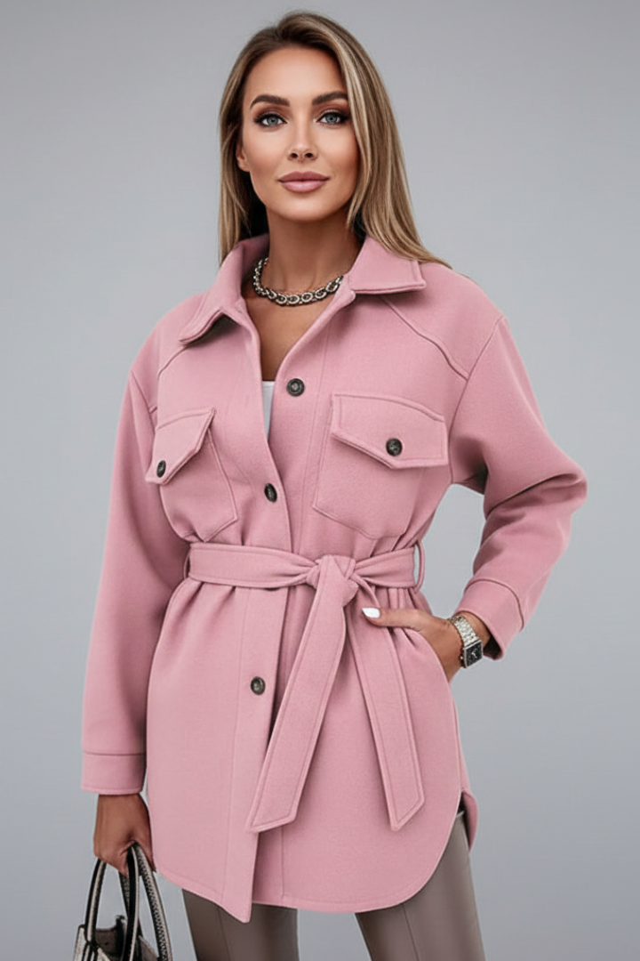 Effortless style: Black women's button-front shirt jacket, long sleeve, straight fit, versatile top.