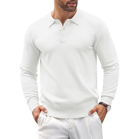 Altaro men's polo sweater in a tailored fit. Ideal for stylish, comfortable, and versatile smart casual fashion.