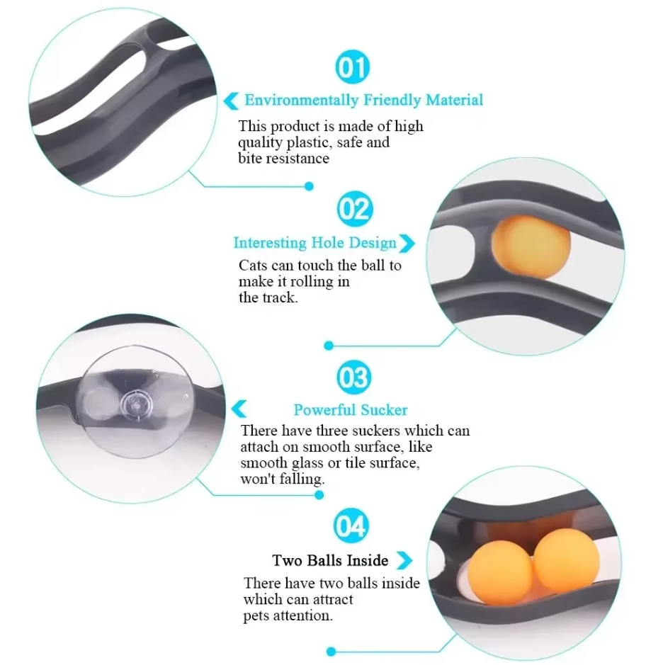 Interactive window cat toy, ball track design, perfect for pet enrichment and entertainment