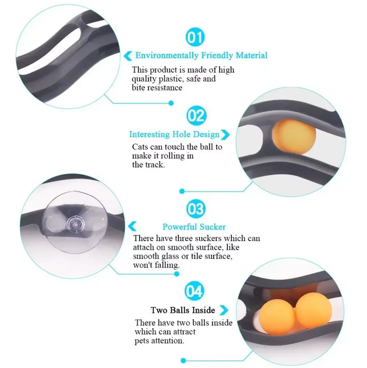 Interactive window cat toy, ball track design, perfect for pet enrichment and entertainment