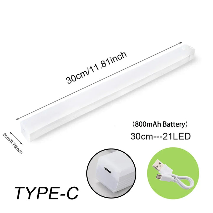 Portable wireless LED night light with a long-lasting rechargeable battery, ideal for versatile home lighting.