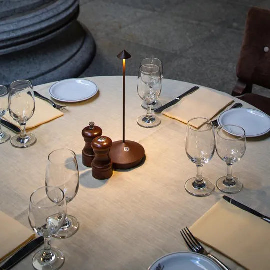 Rechargeable dimmable LED lamp, wireless tabletop light. Enhances home decor, suitable for indoor/outdoor.