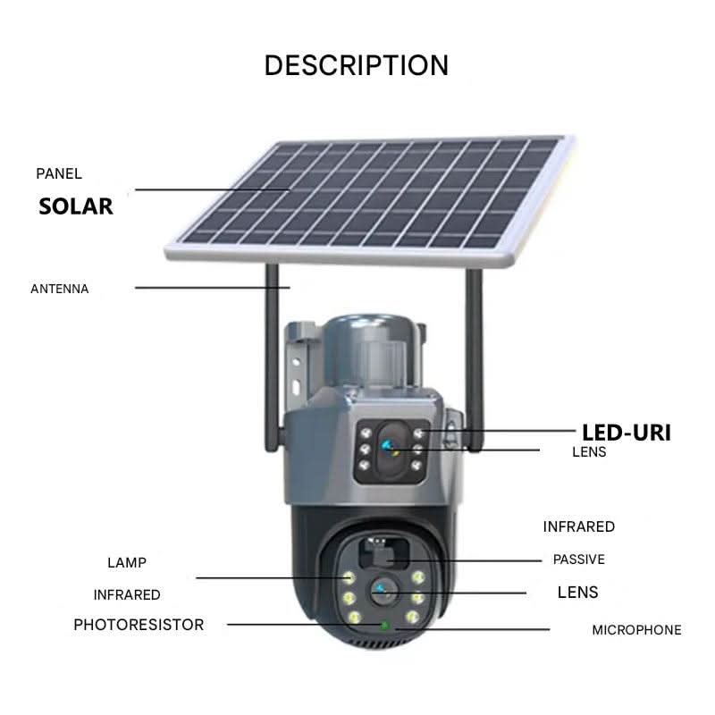 Solar-powered 4K PTZ wireless outdoor camera with night vision, motion detection for complete home security.