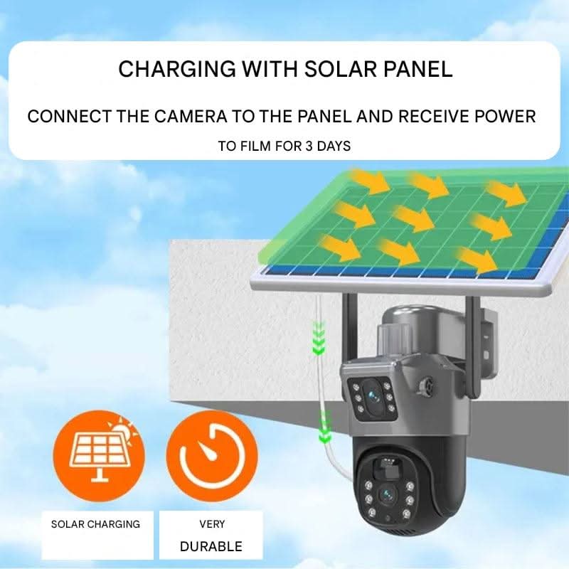 Cord-free 4K wireless outdoor security camera, solar-powered for easy installation & continuous protection.