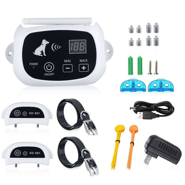 Pet containment system with electric collar for dog training & outdoor safety