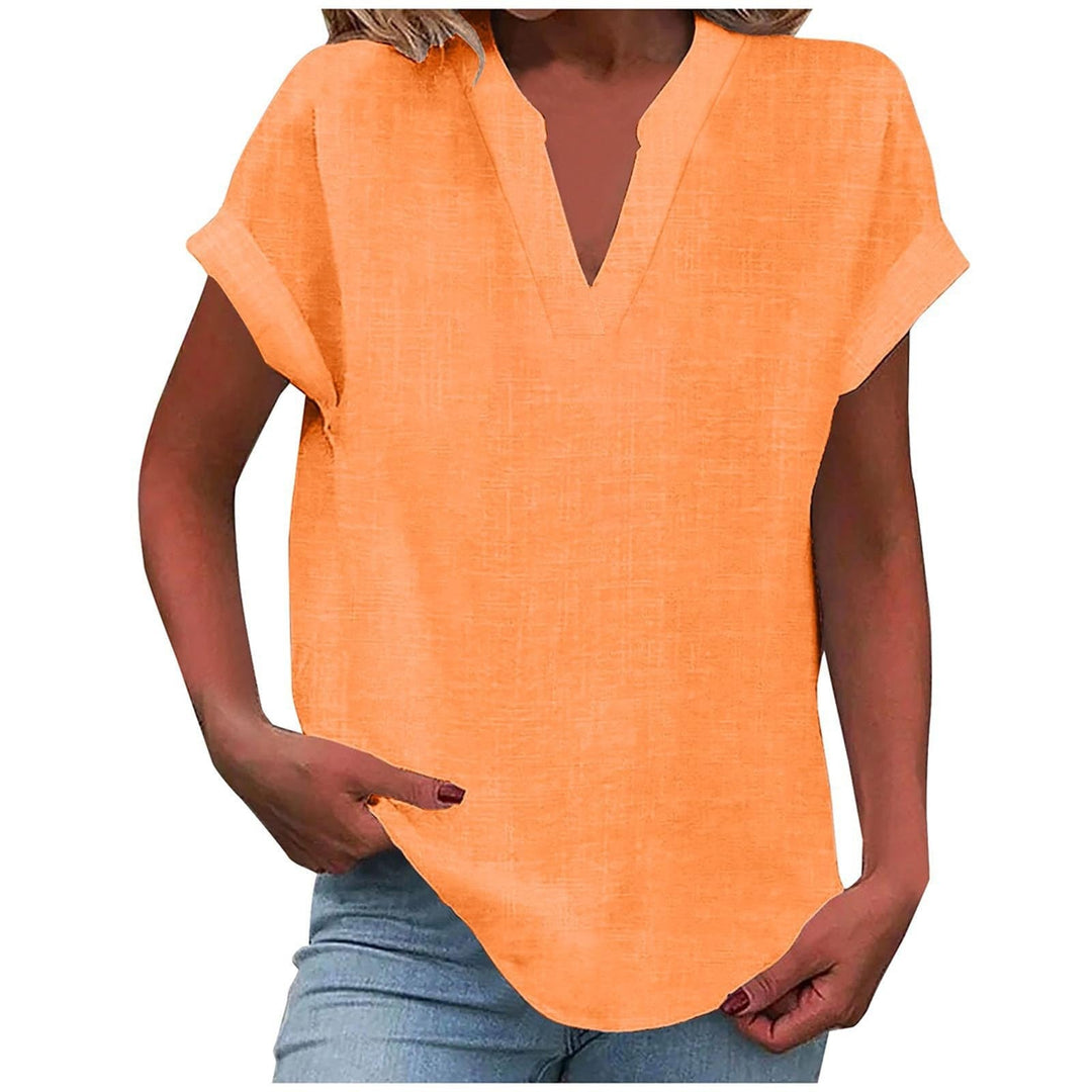 Women's short sleeve V-neck top, versatile piece for effortless everyday comfort and stylish looks.