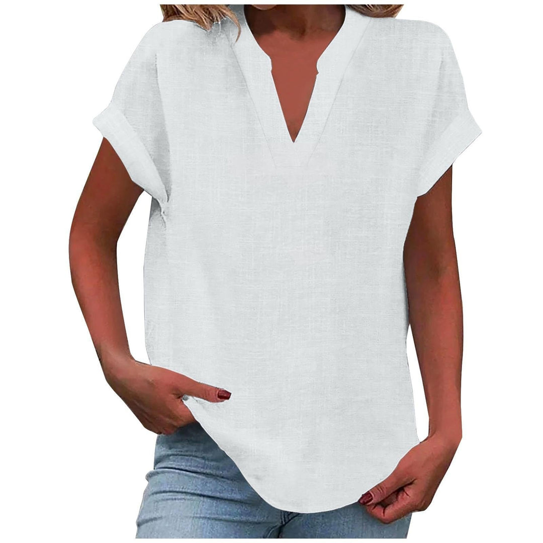 Stylish relaxed fit blouse for women, flattering V-neck, perfect for spring fashion & comfort.