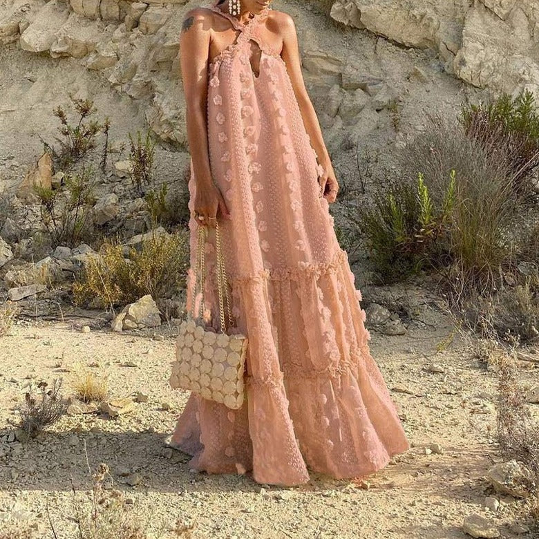 Versatile women's long maxi dress; comfortable & elegant choice for summer holidays, casual outings, or events.
