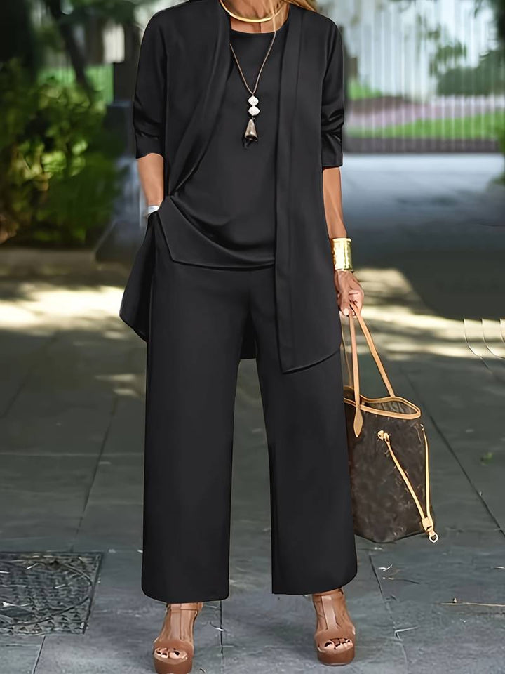Comfortable women's long sleeve 3 piece lounge set, perfect for casual wear or fall fashion.