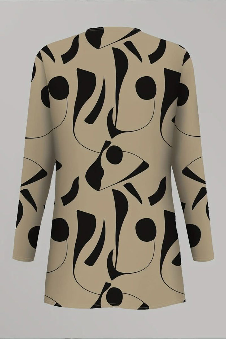 Stylish women's abstract print 3-piece set, a modern and comfortable coordinated outfit for casual wear.