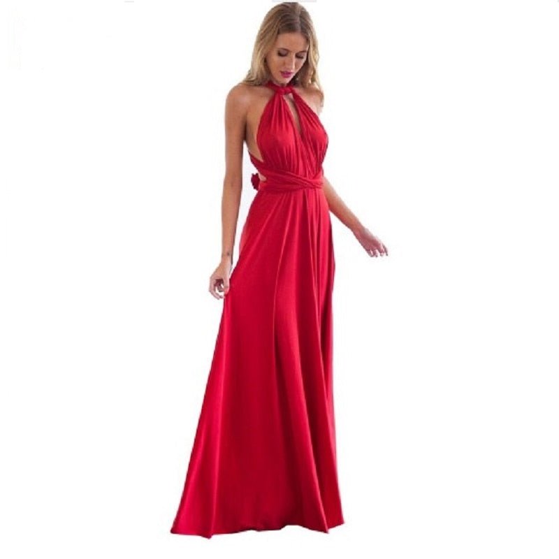 Elegant long formal dress for women, perfect for evening parties & special events. Adaptable style for comfort.