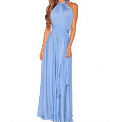 Women's convertible maxi dress; easily styled for elegant evening or club wear. Adaptable for any event.
