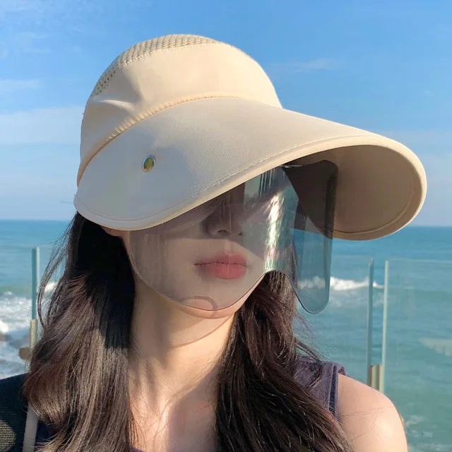 Women's adjustable sports visor, ideal for cycling, running, beach, & outdoor sun protection.
