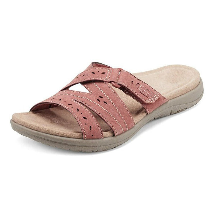 Open-toe adjustable women's orthopedic sandals, designed for summer arch support and comfort.