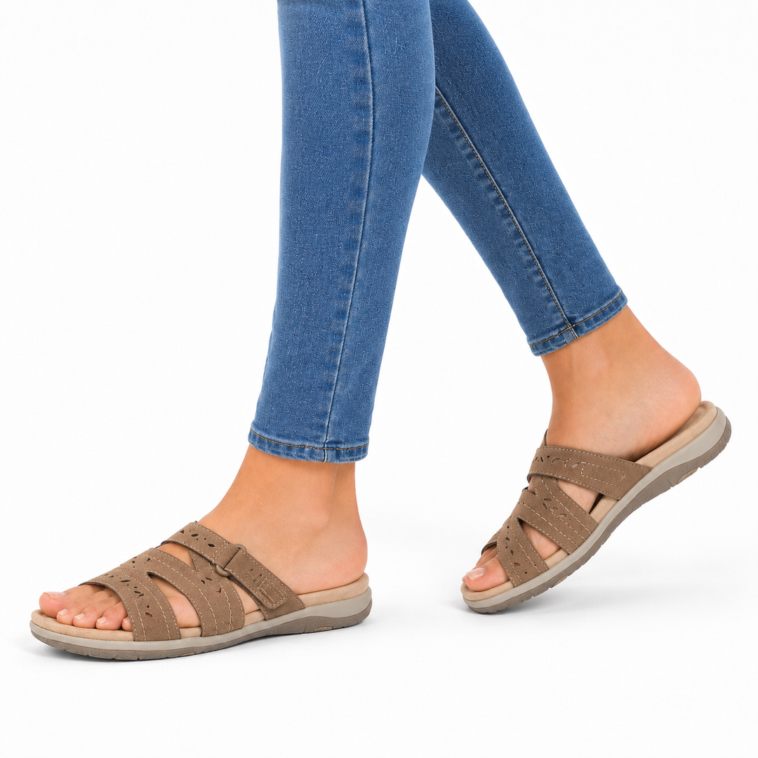 Comfortable women's walking sandals, orthopedic design with adjustable straps for summer use.