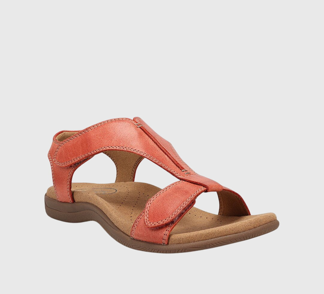 Flat T-bar sandals for women, offering orthopedic foot support & all-day comfort. Great for warm weather.