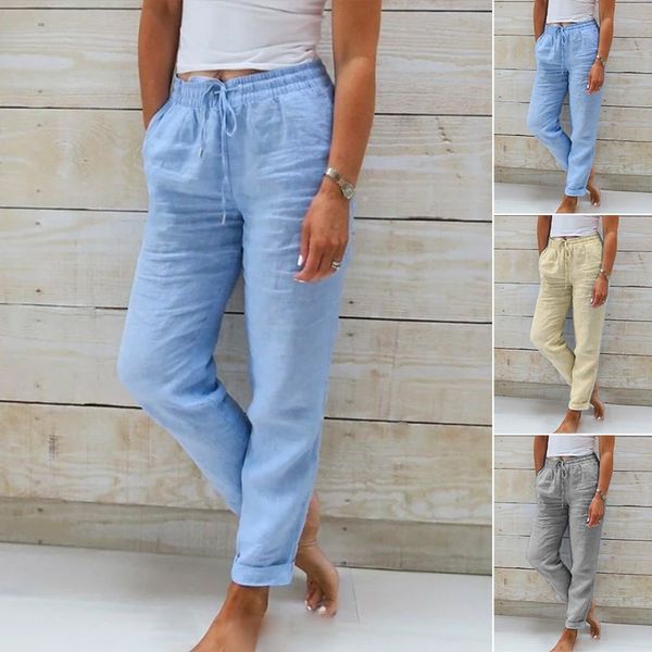 Women's light & breathable summer pants featuring a comfy elastic waist & relaxed, easy-wear design.