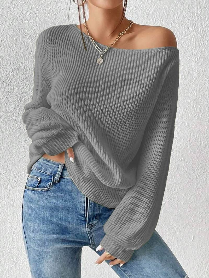 Elegant women's off-shoulder knit top, Amalfi ribbed design, ideal for versatile fashion & classic style.