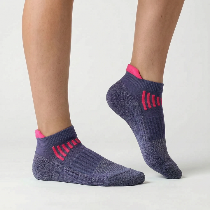High-performance women's athletic ankle socks, ideal exercise gear for active workouts.