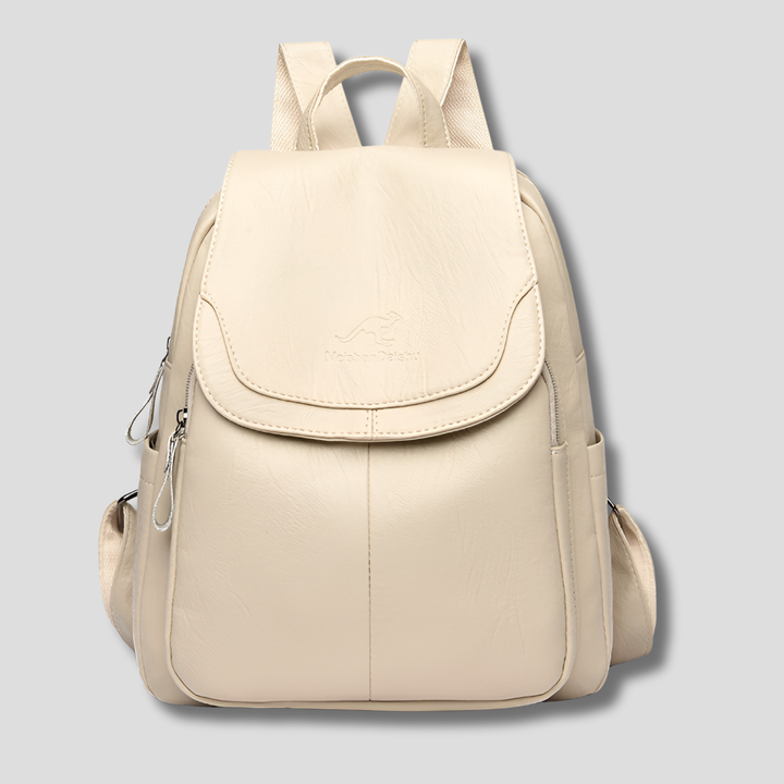 Secure women's anti-theft flap backpack, designed for peace of mind during daily commutes & travel.
