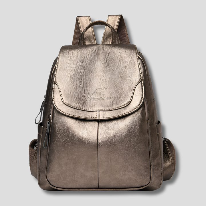Modern women's anti-theft backpack with stylish flap, great for secure everyday carry & commuting.