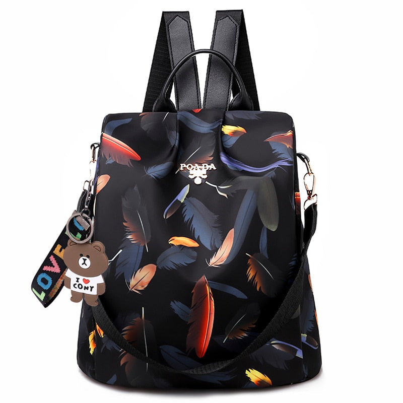 Organized women's travel backpack with anti-theft pockets. Water-resistant for secure and convenient daily carry.