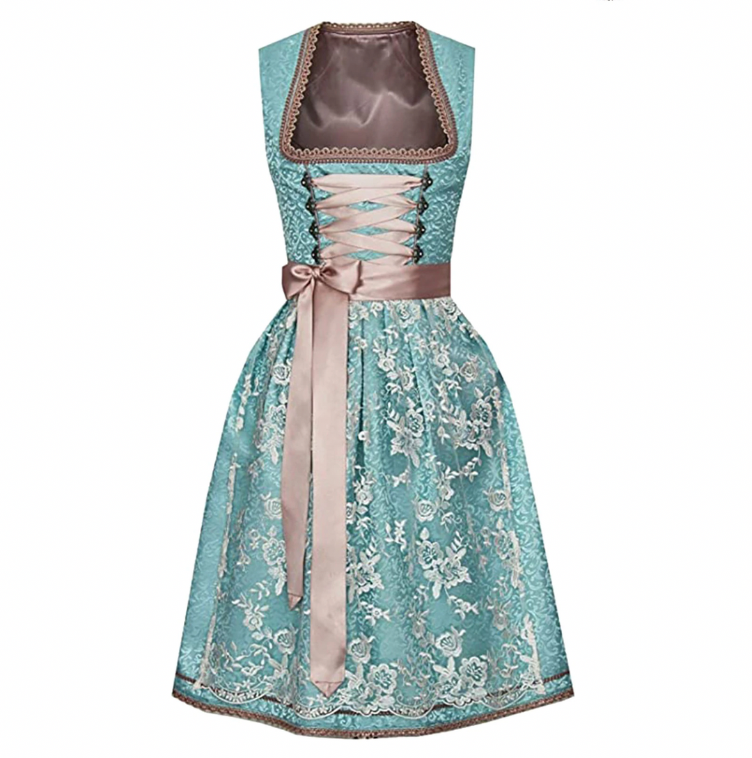 Elegant women's traditional Bavarian Dirndl dress. Cultural European fashion perfect for Oktoberfest celebrations.