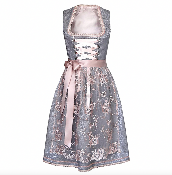 Oktoberfest-ready women's Dirndl dress. Festive Bavarian traditional costume with a stylish midi length.
