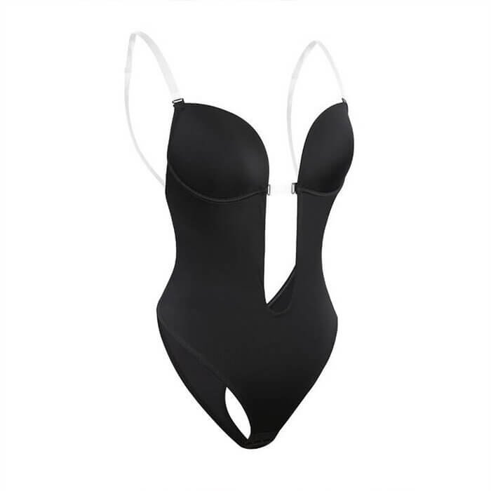 Achieve a sleek silhouette with this backless deep plunge body shaper. Ideal for tricky evening wear.