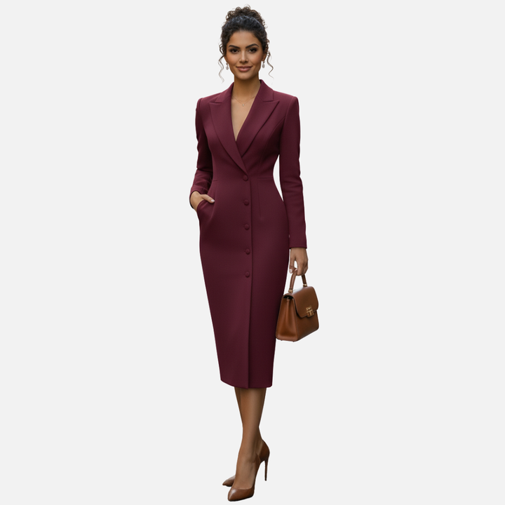 Sophisticated women's blazer bodycon midi dress. Perfect for power dressing, business, or formal evening events.