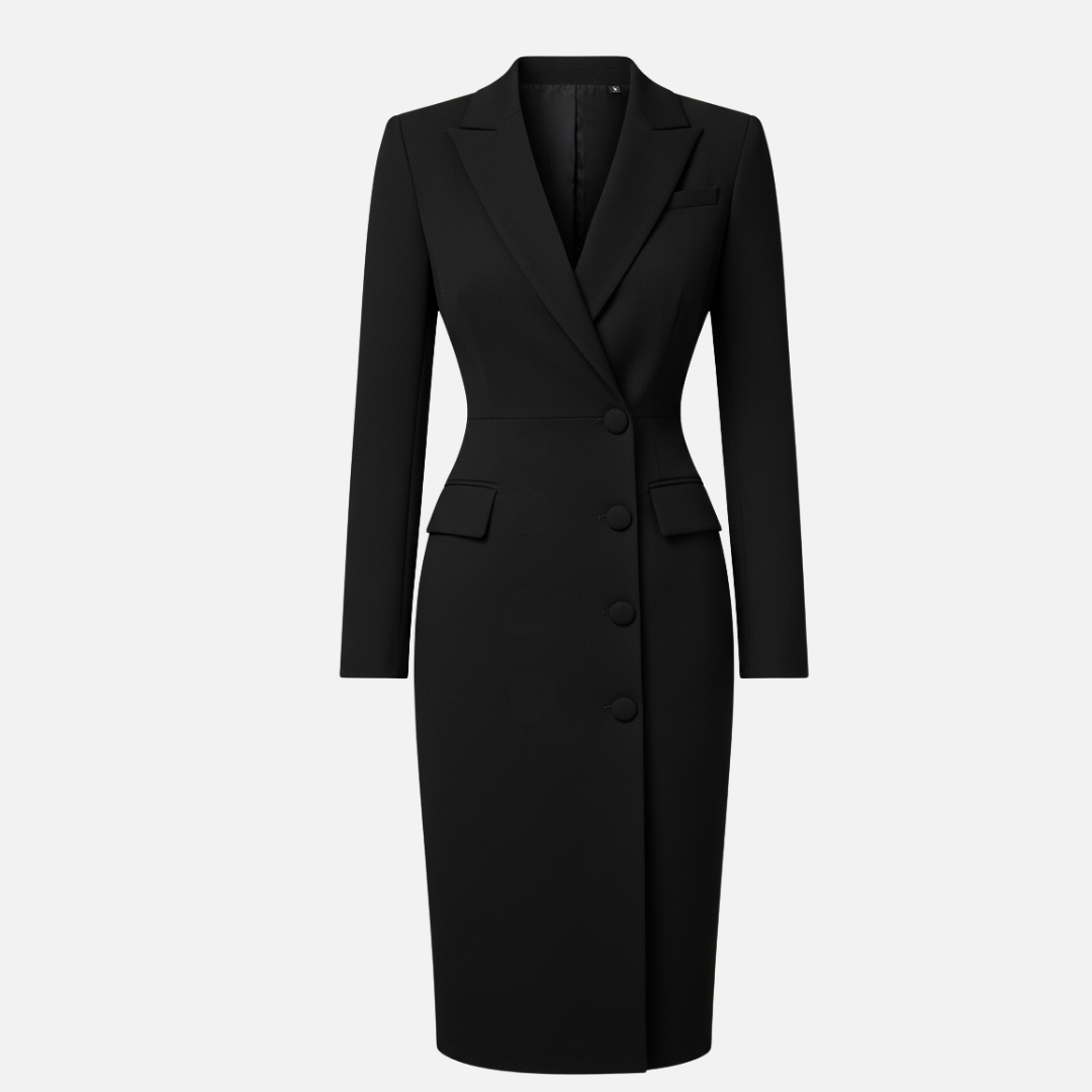 Stylish women's long sleeve bodycon midi dress featuring a modern blazer design for a sleek, elegant look.