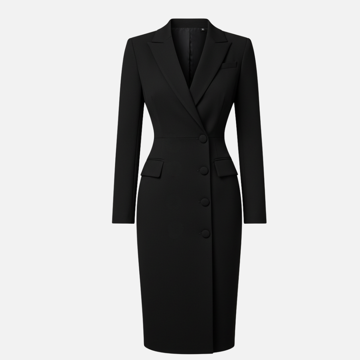 Stylish women's long sleeve bodycon midi dress featuring a modern blazer design for a sleek, elegant look.