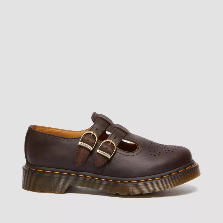 Edgy women's black double buckle Mary Jane flats, perfect casual footwear for unique style.