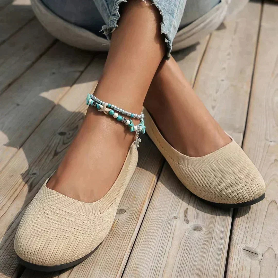 Women's elegant slip-on comfort flats, orthopedic ballerinas for all-day office wear.