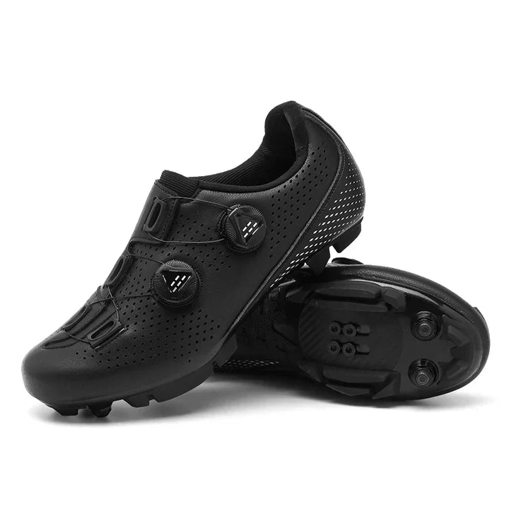 Women's pink road & MTB cycling shoes with secure clipless pedal fit for high-performance outdoor cycling.