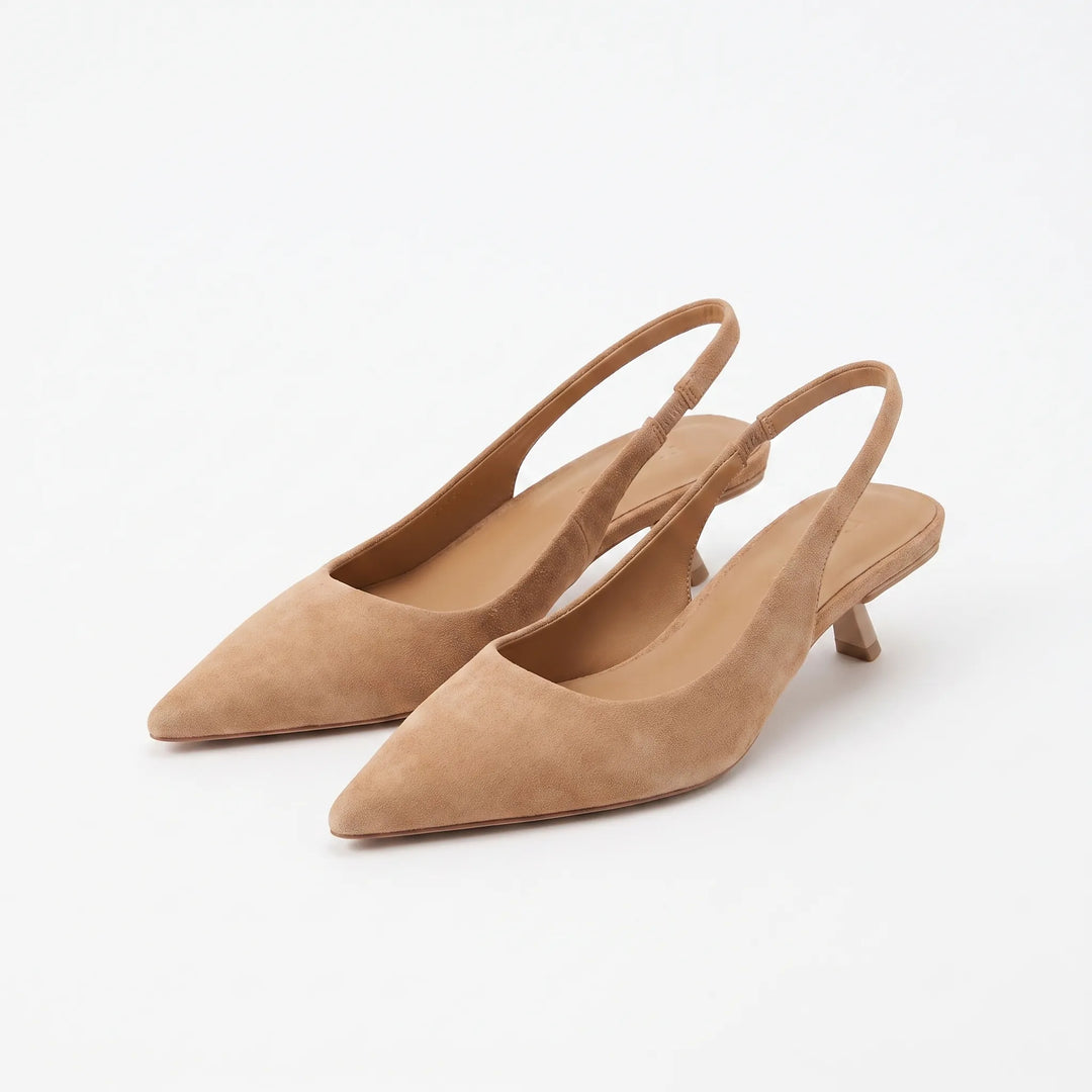 Women's slingback sandals with pointed toe & comfortable kitten heel. Perfect for elegant fashion.