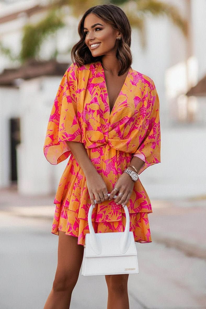 Women's bohemian off-shoulder mini dress, perfect for summer casual wear, festivals, or vacation.