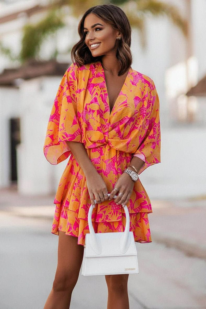 Women's bohemian off-shoulder mini dress, perfect for summer casual wear, festivals, or vacation.