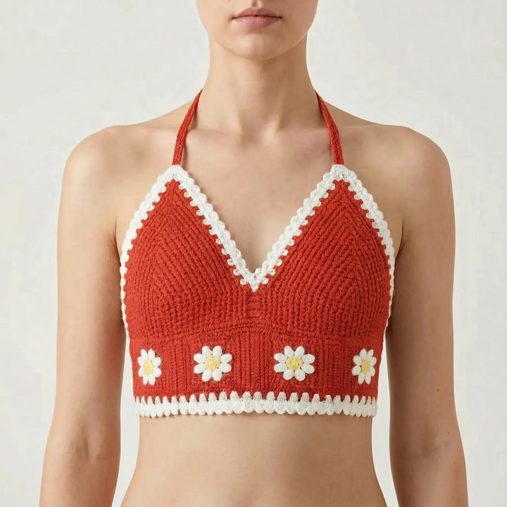 Trendy women's bohemian patterned halter top, a must-have for your summer wardrobe.