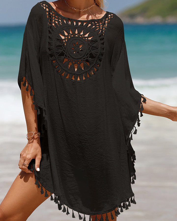 Chic women's boho cover-up for beach and resort, ideal lightweight swimwear tunic for summer.